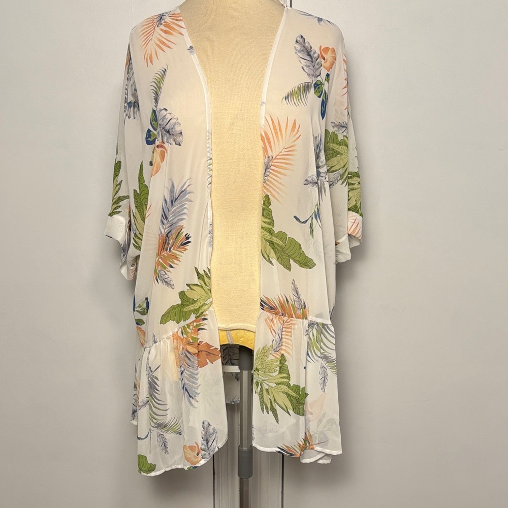 Beachy Floral Kimono Cover-Up sz medium